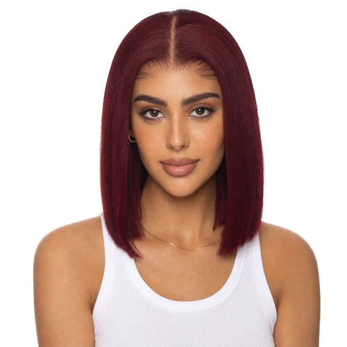Electra: 100% Remy Burgundy Lace Front Wig – Natural Hairline, Vibrant Elegance