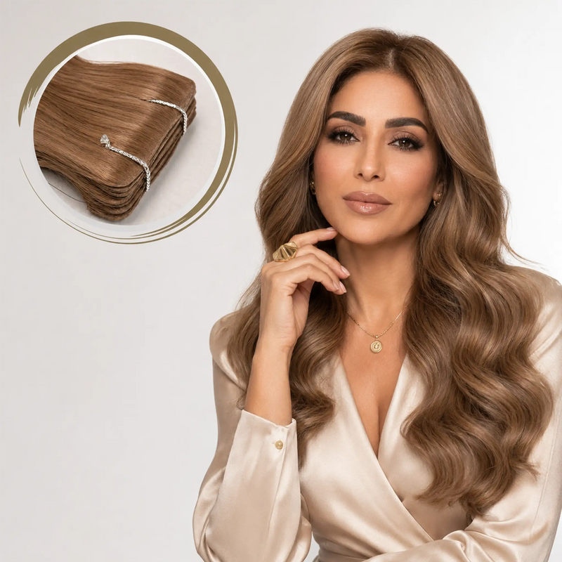 اكستنشن تيب مخفي شعر طبيعي ١٠٠٪ ريمي – اللاصق مغطّى بالشعر، لا يُرى بعد التركيب
