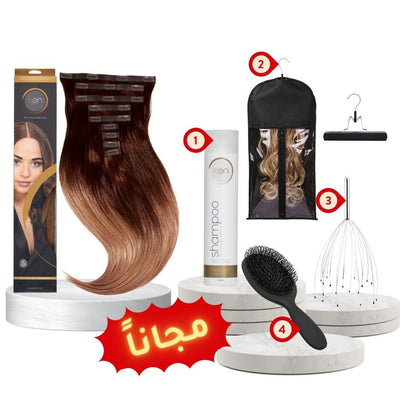بكج اكستنشن كلسات شعر طبيعي مع 4 هدايا مجانية في الرياض